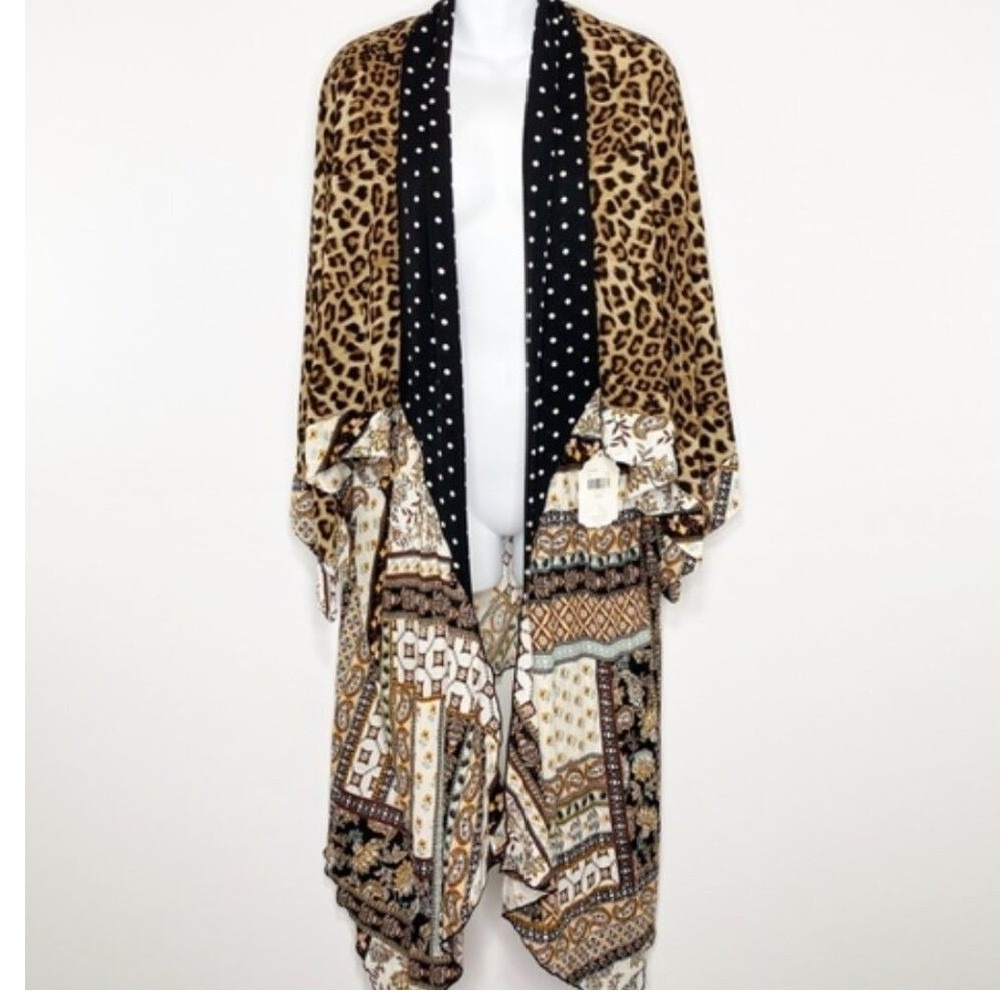 Alter'd State Leopard Patchwork Kimono S/M - Picture 3 of 6